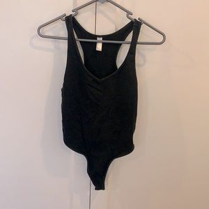 AMERICAN APPAREL Black Racerback Bodysuit, size M